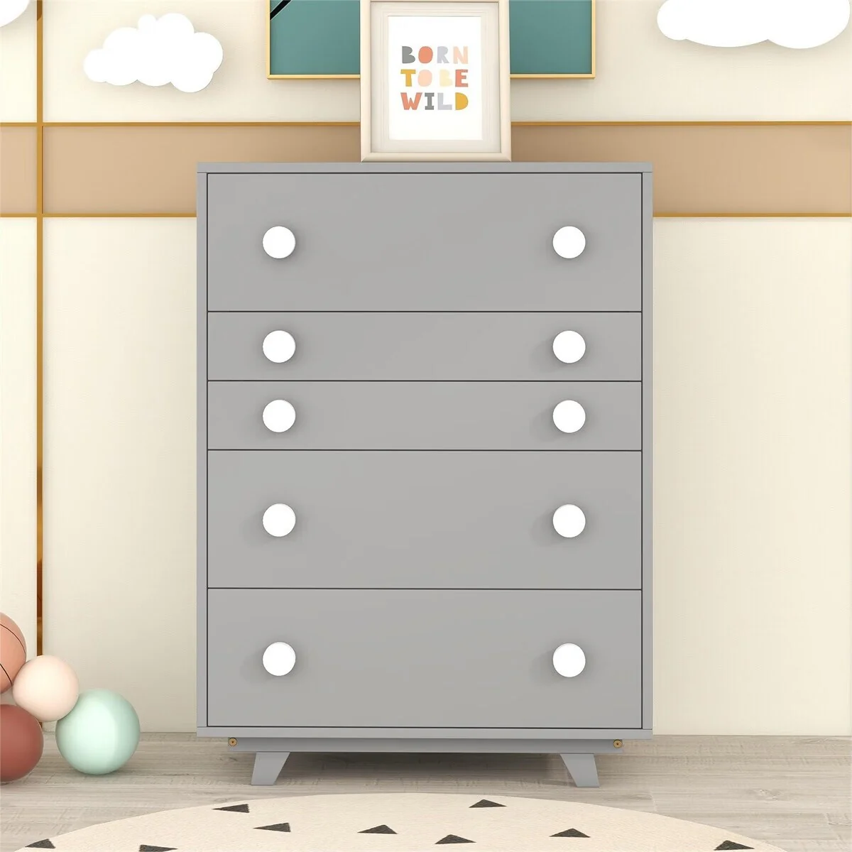 Merax Wooden Kids Chest with 5 Drawers