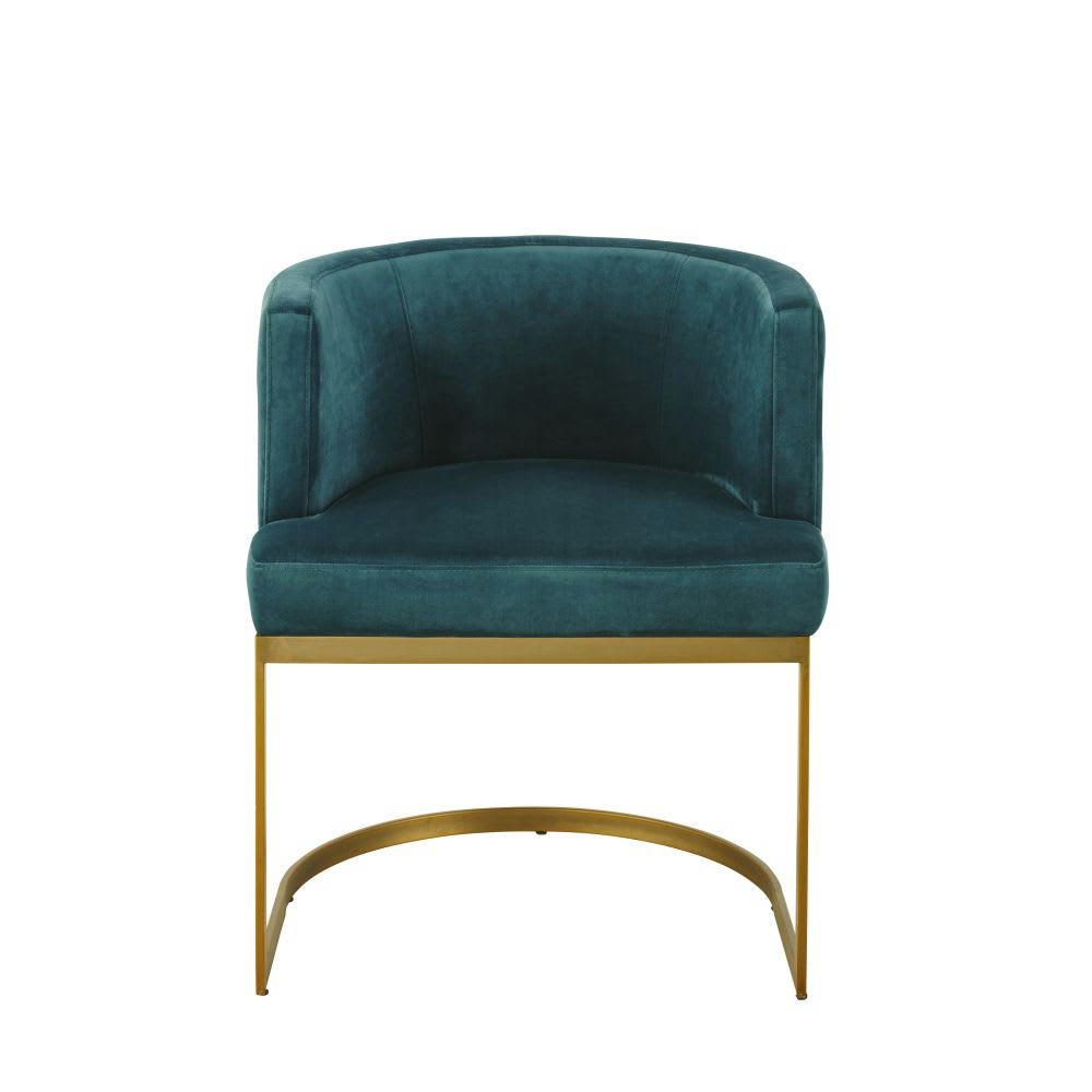 Requiem - Fauteuil vintage en velours bleu canard