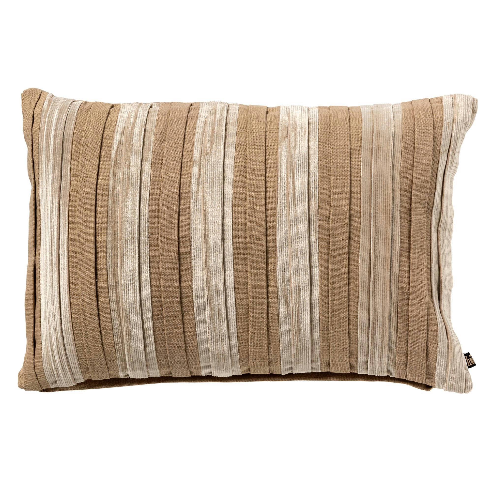 - Coussin beige en velours 40x60 cm avec motif rayé