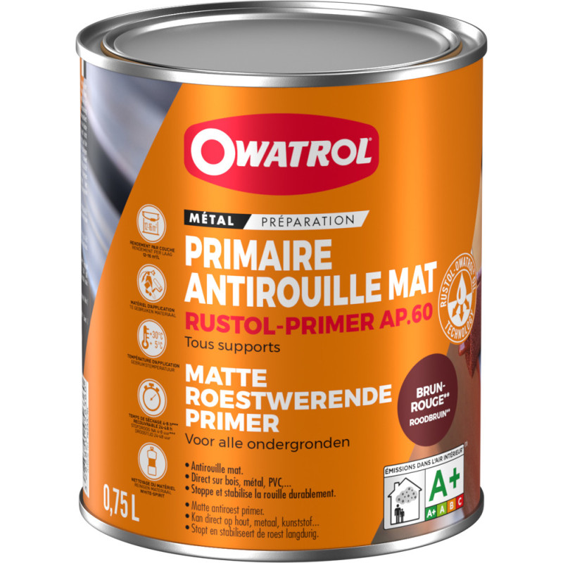 Primer Rustol AP60 brun rouge 0,75L OWATROL