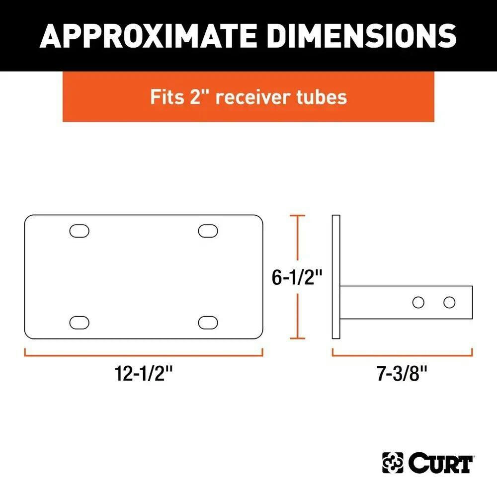CURT Hitch-Mounted License Plate Holder (Fits 2-in Receiver)
