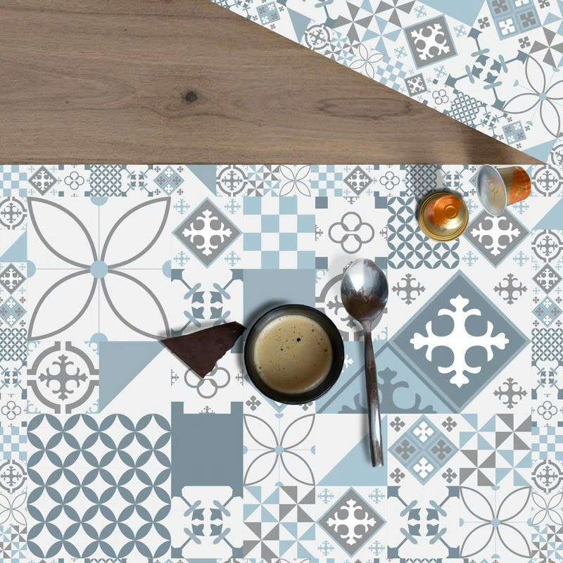 MIX AND CIMENT - Lot de 4 sets de table L 40xl 30cm Bleu Carreaux de Ciment