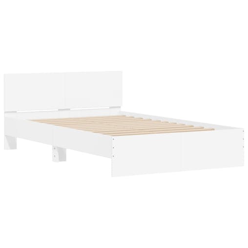 NNEVL Bed Frame with Headboard White 135x190 cm