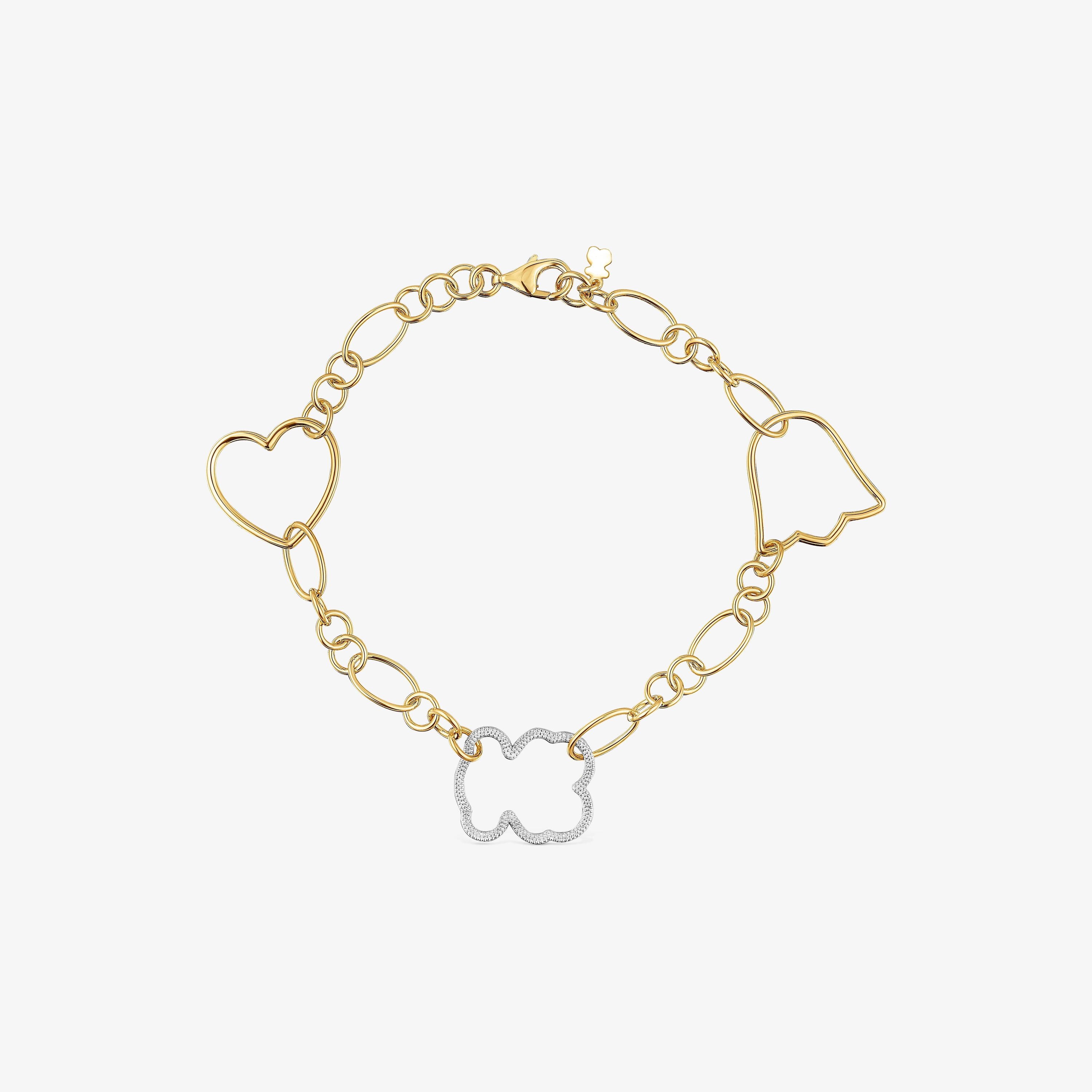 Pulsera cadena bicolor con motivos New Silueta