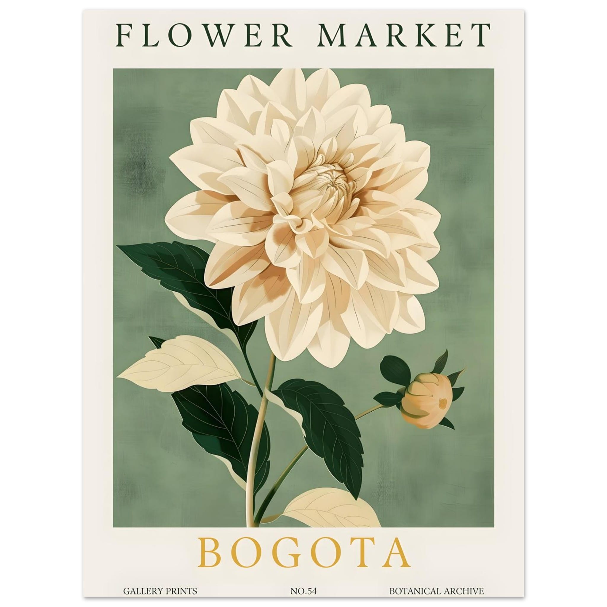 Artfulprints Poster Flower market - Bogota  - 30x40 cm - Groen
