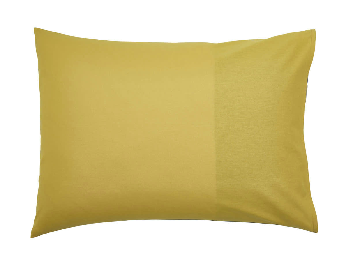 MÉLI MÉLO - Taie d'oreiller en coton gris et curry 50x70