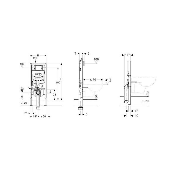 Geberit Duofix Bâti-support extra-plat 114 cm UP720, gain de place, avec réservoir à encastrer Sigma 8 cm (111.796.00.1)