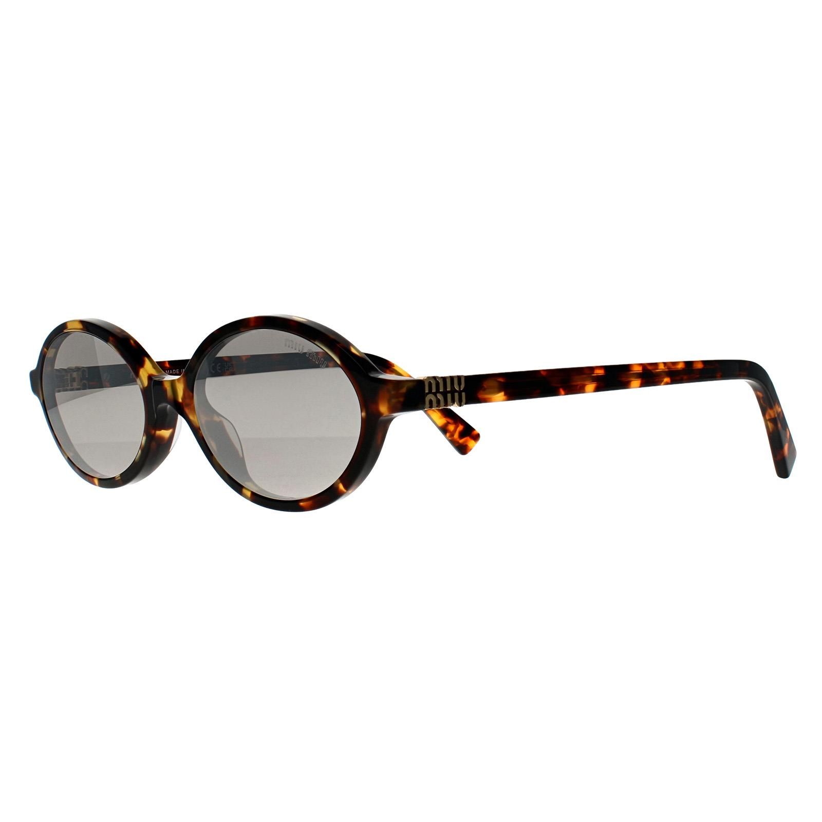 Miu Miu Oval Honey Havana Light Grey Silver Mirror MU 04ZS