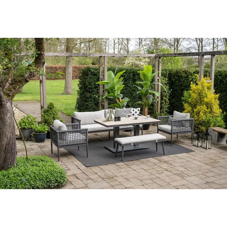 Garden Impressions Brugge verstelb. loungetafel 150x87 - donker grijs