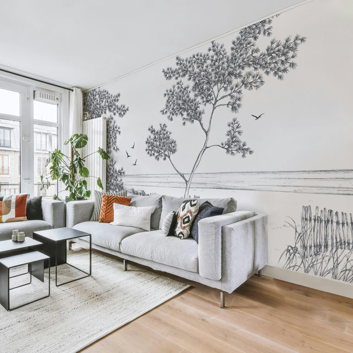 - Papier peint panoramique balade en bord de mer 375 x 250 cm