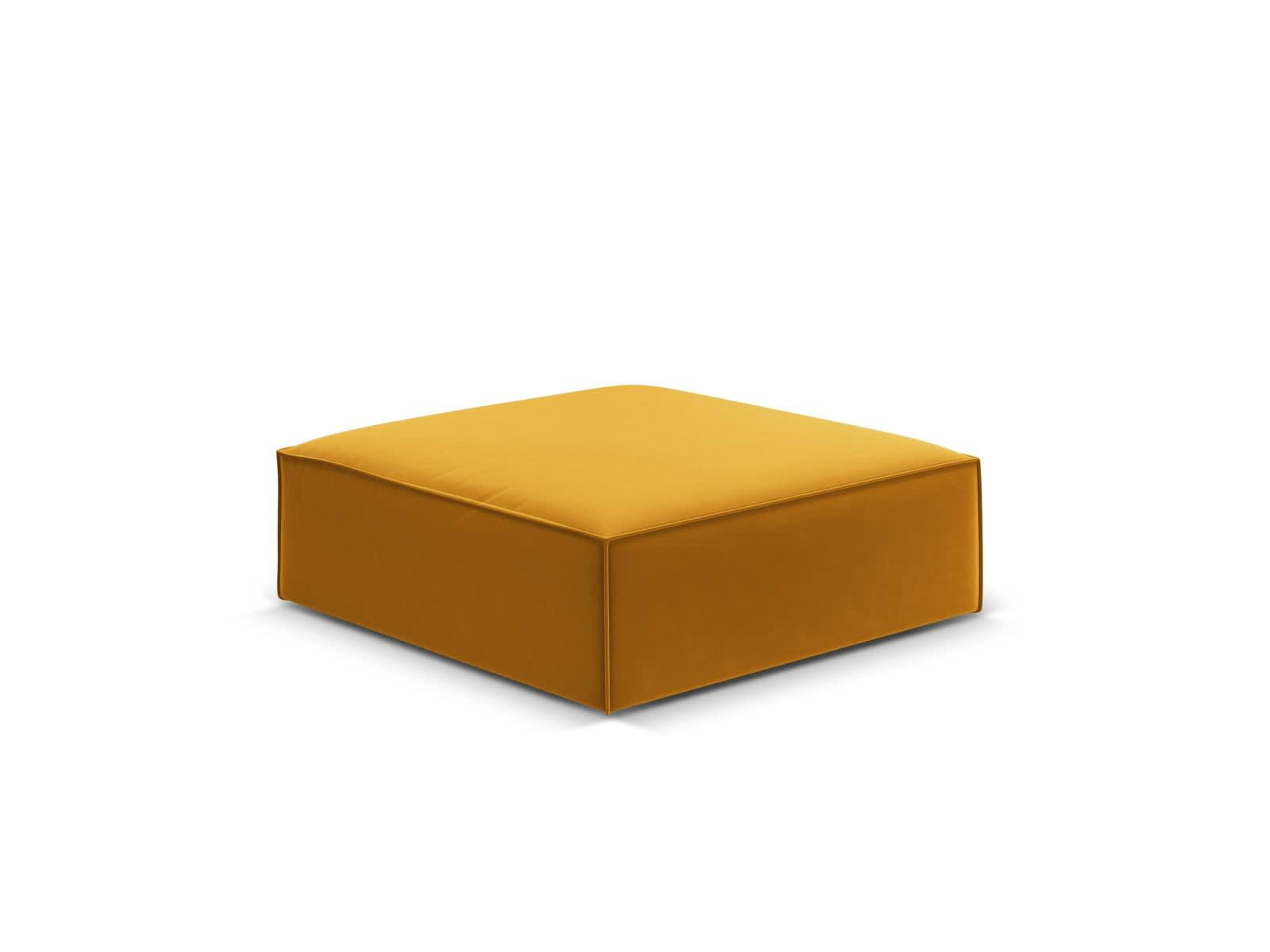 KAELLE - Pouf 1 place en tissu velours jaune