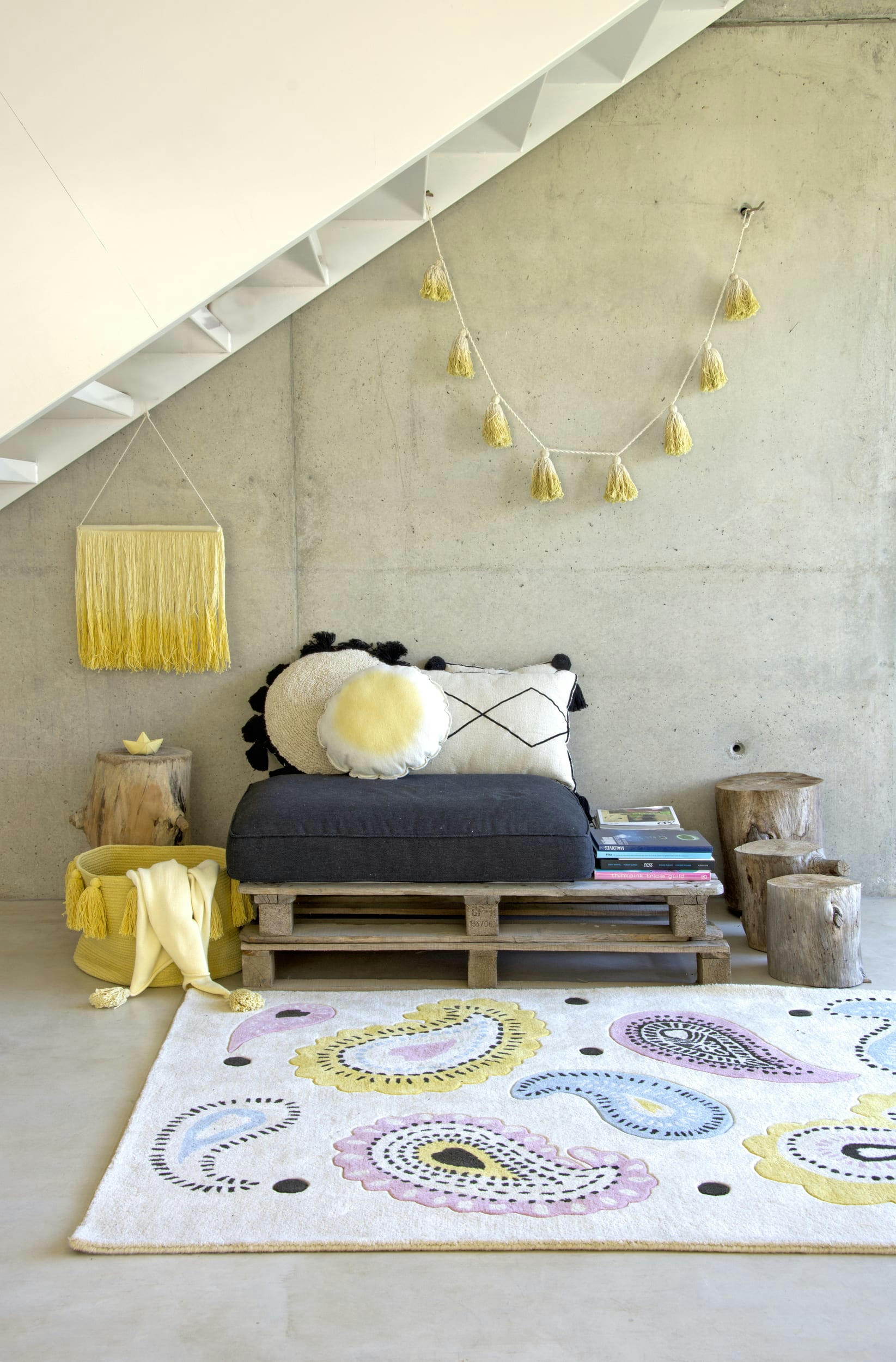 TIE-DYE - Guirlande coton jaune 170cm