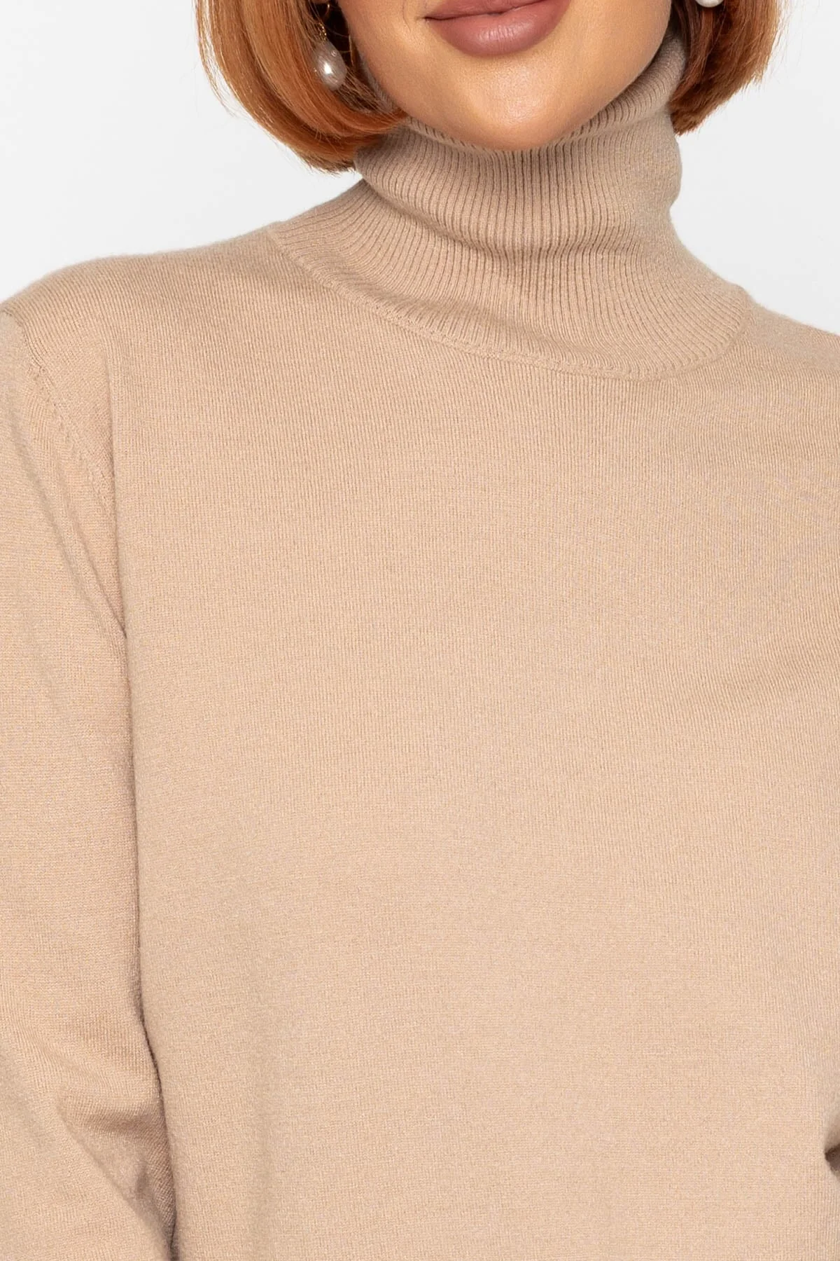 Soft Touch Roll Neck Beige Jumper