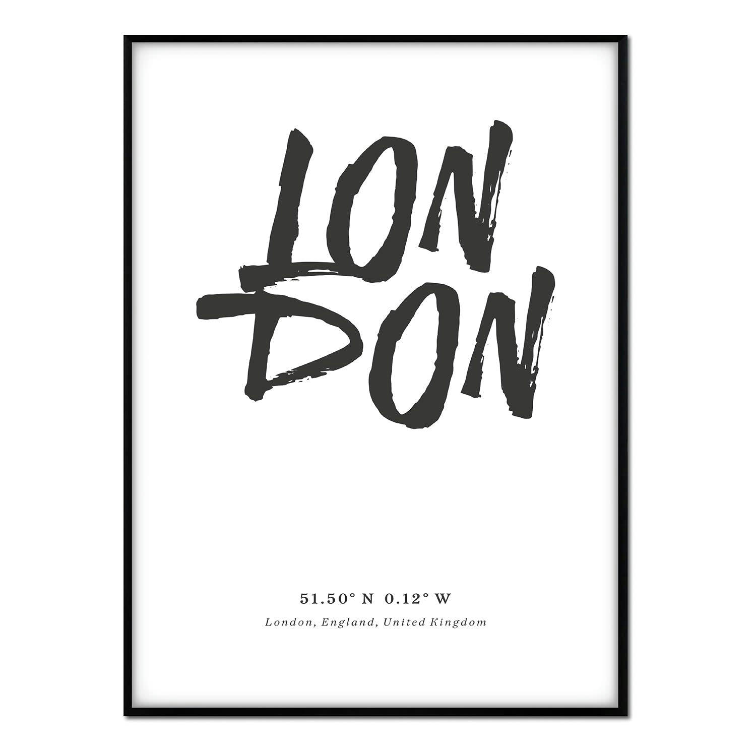 CIUDADES - Affiche avec cadre noir - Londres - 30x40