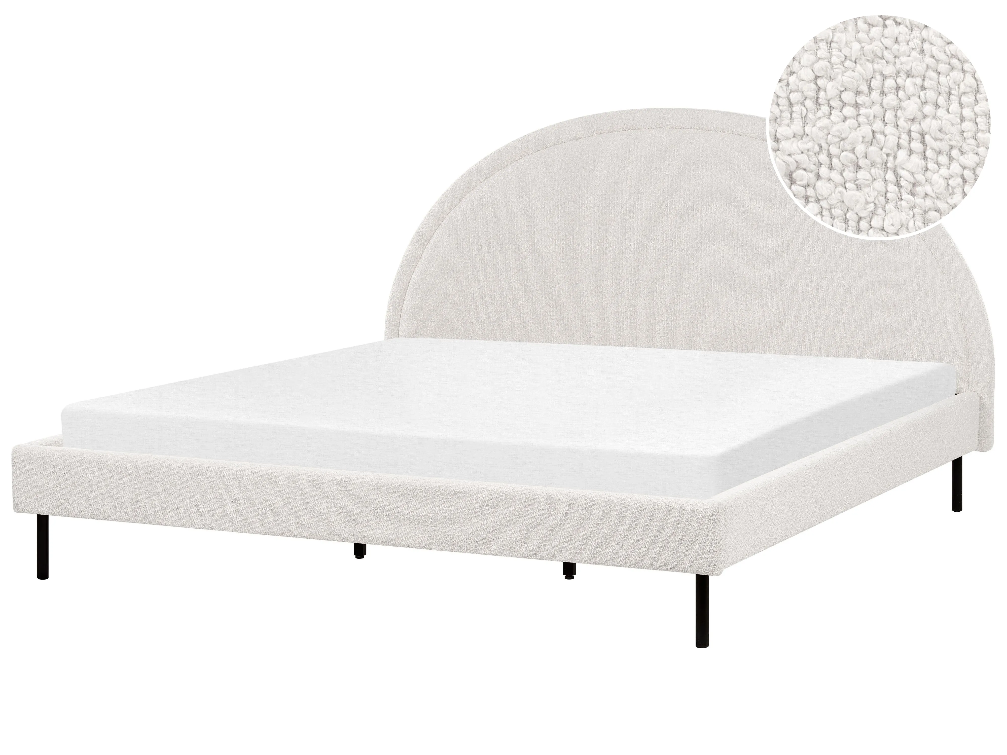 Bed Boucle MARGUT 160 x 200 cm (EU King Size) White