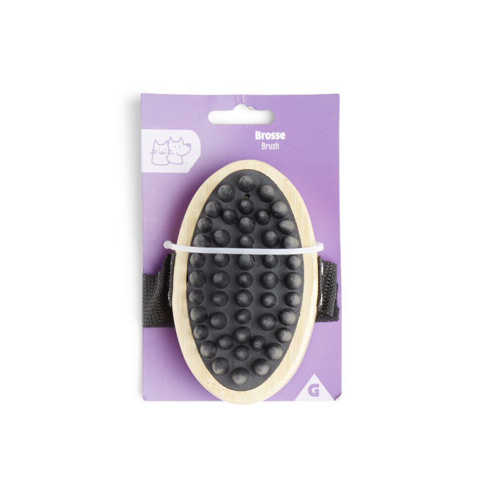 Brosse animal ovale caoutchouc et bambou