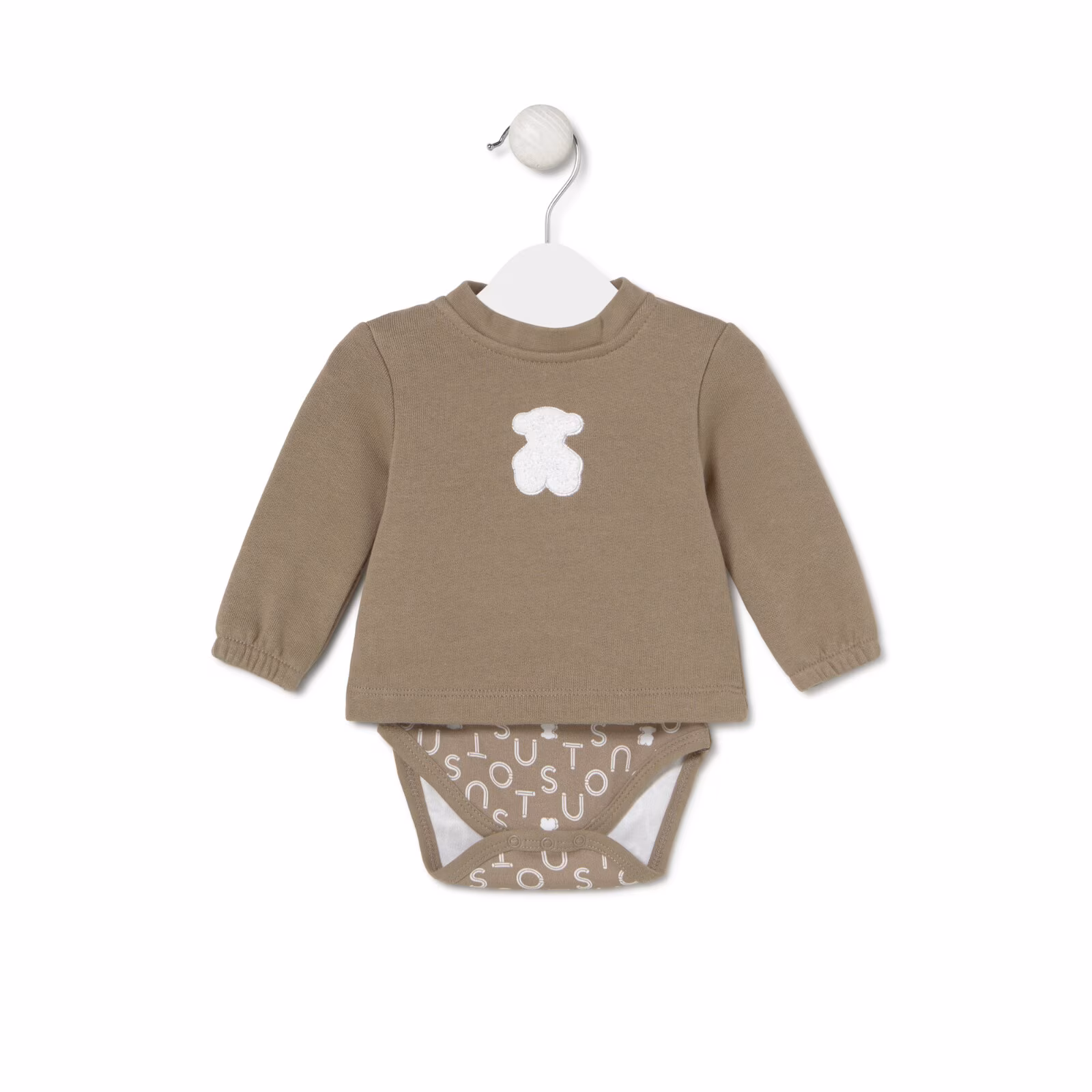 Body con blusa de bebé soft beige