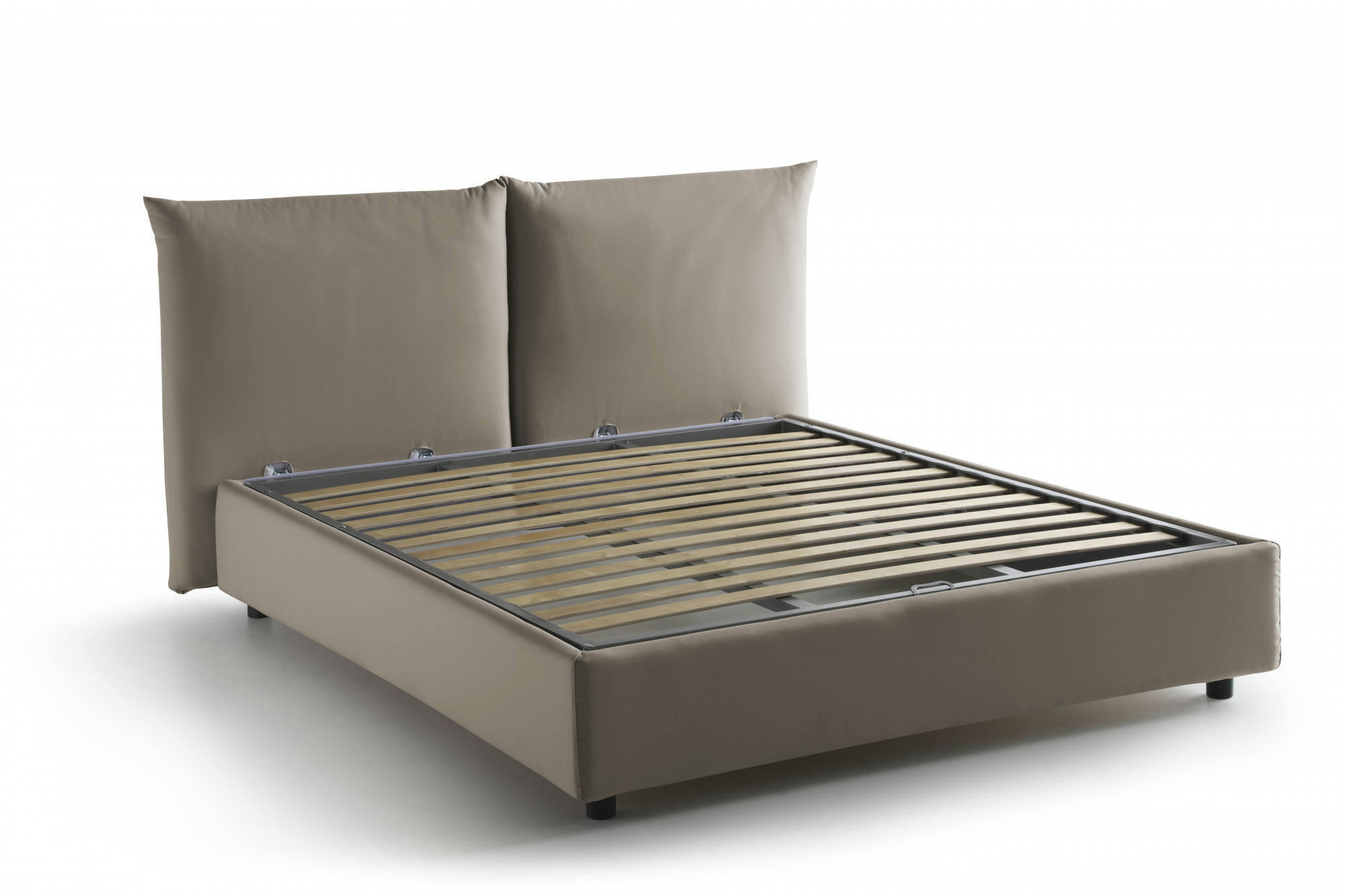 TIZIANA - Lit coffre 160x190 cm en tissu gris taupe