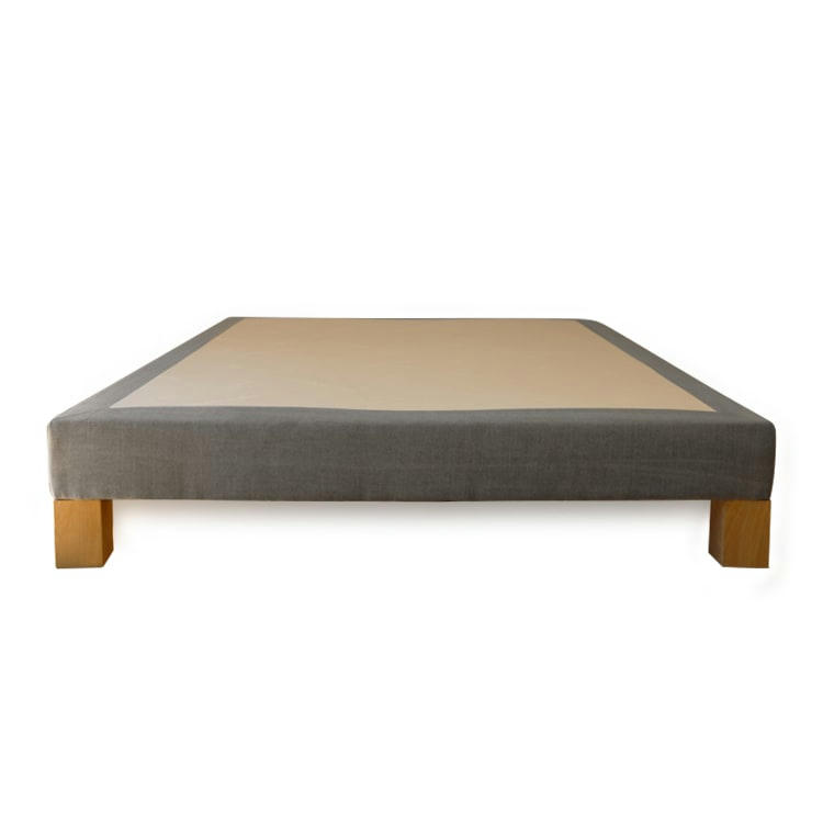 VINTAGE - Sommier déco vintage  gris cendré lin et coton bio 90x190