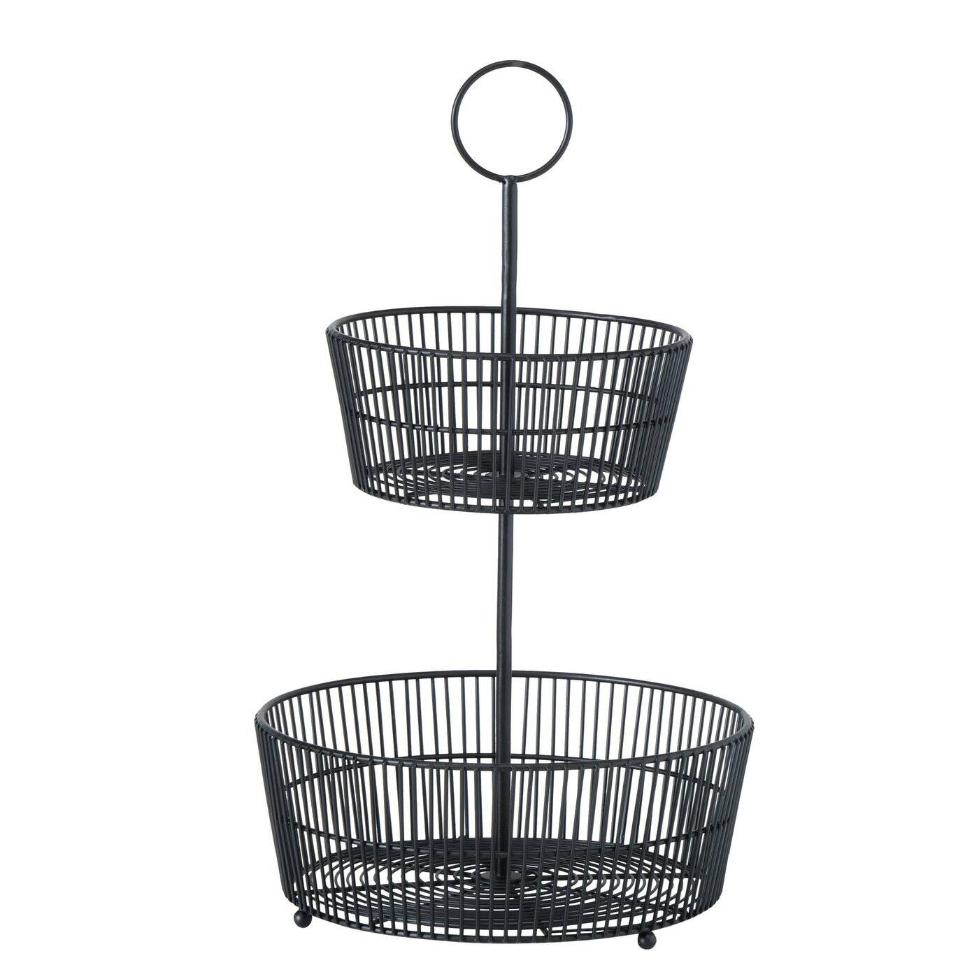 Patera dekoracyjna czarna GEA,dwa poziomy, wys. 44 cm