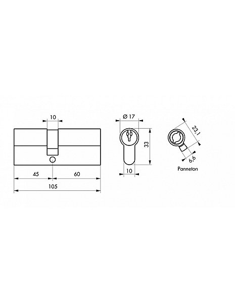 Cylindre de serrure double entrée SA UNIKEY (achetez-en plusieurs, ouvrez avec la même clé),45x60mm, 3 clés, nickelé - THIRARD