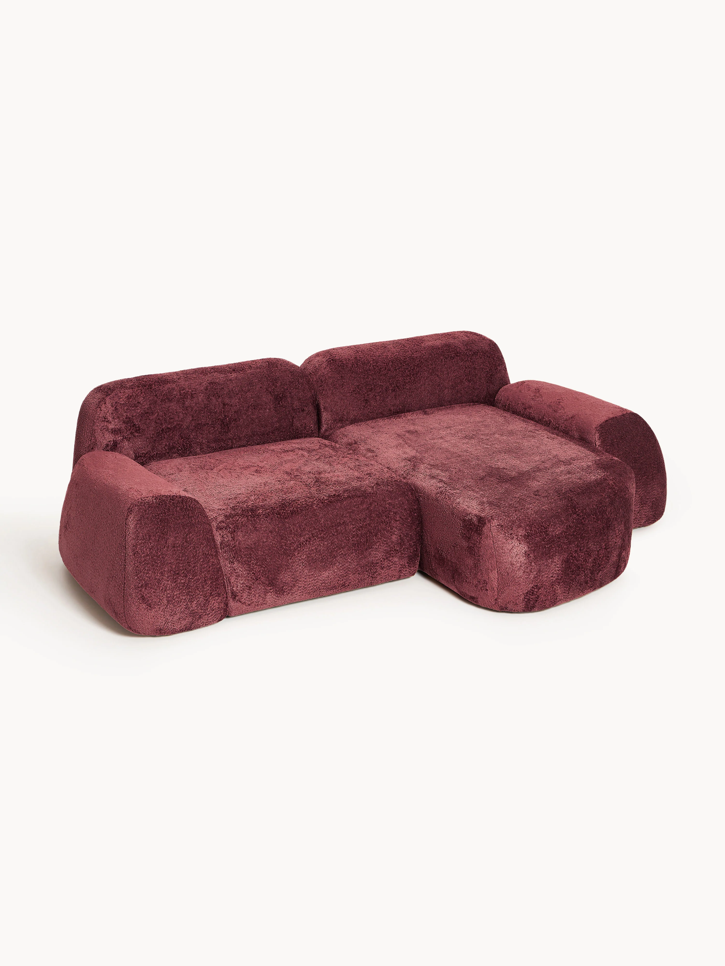 Modulares Ecksofa Wolke (3-Sitzer) aus Teddy-Bouclé