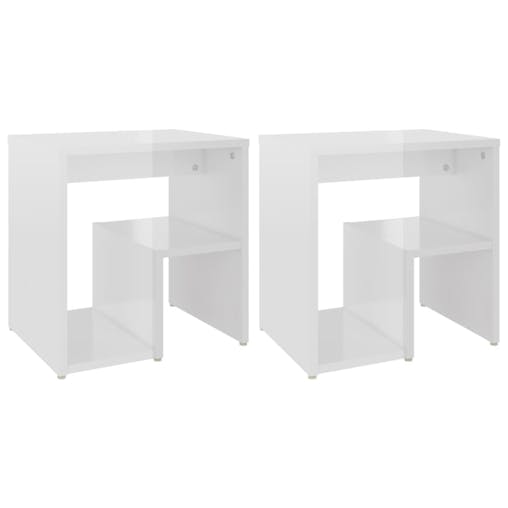 NNEVL Bed Cabinets 2 pcs High Gloss White 40x30x40 cm Chipboard