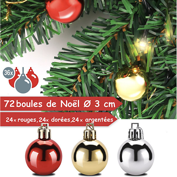 Guirlande de Noël 10m éclairage 100 LED blanc chaud et boules de Noël Telecommande