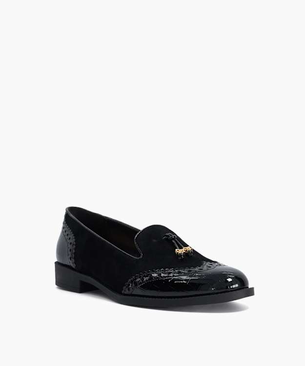 Gema Black - Suede Tassel Brogue Slippers