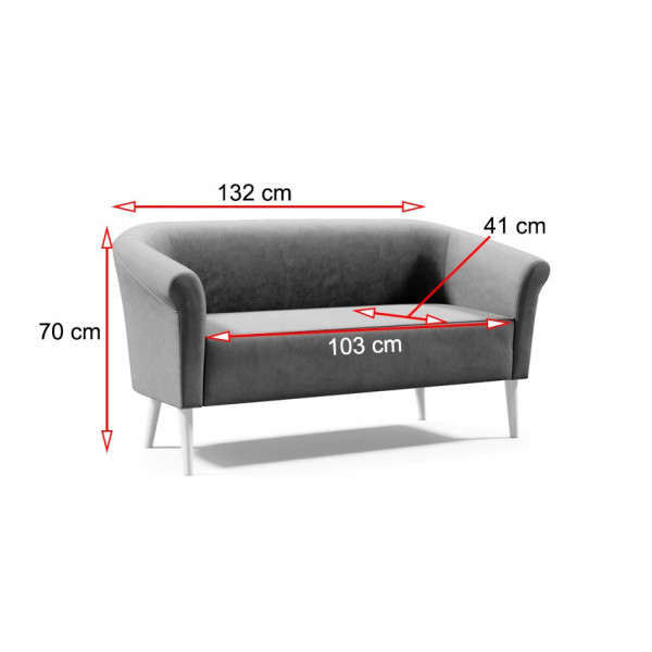 Sofa w stylu skandynawskim PERO 2 - róż nogi buk