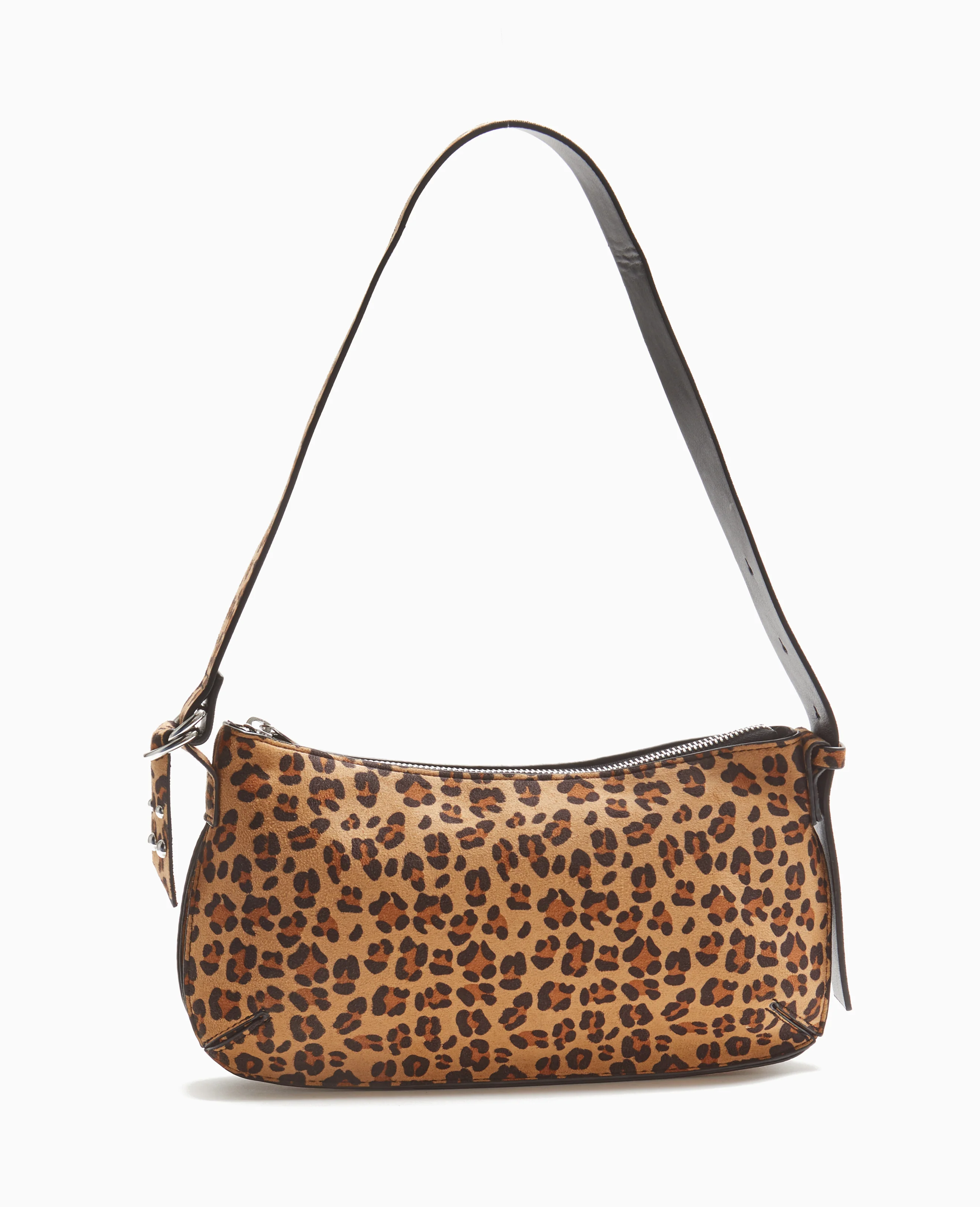 Sac porté épaule effet double poche motif léopard