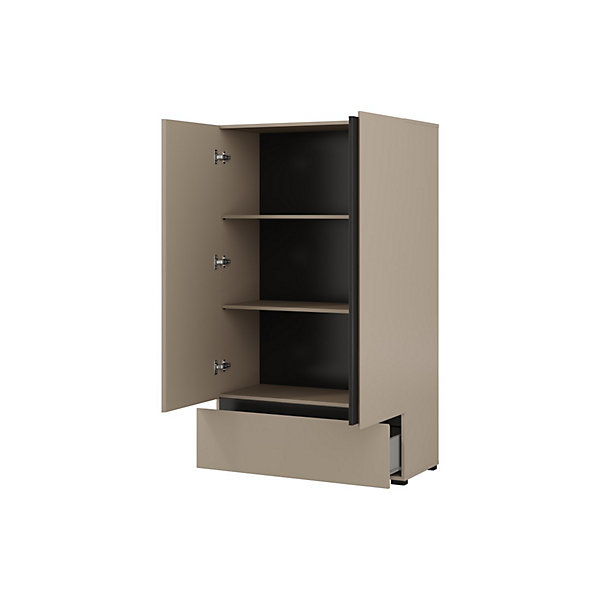 Armoire de rangement HAVANA beige et noir 2 portes 1 tiroirElégance discrète et gain de place