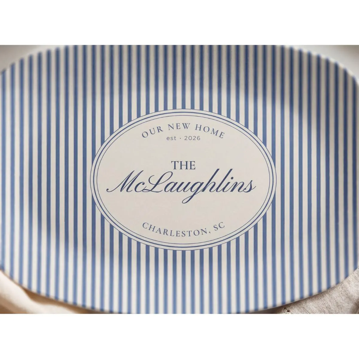 Personalized Housewarming Gift for Couple Custom Family Name Serving Platter Hostess Gift Unbreakable New Home Gift Kitchen Decor