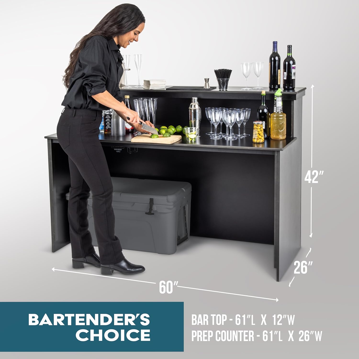 GoBar Elite Portable Bar Table for Events - Foldable Commercial Grade Wood - Pop up Mobile Bartending Station - White or Black