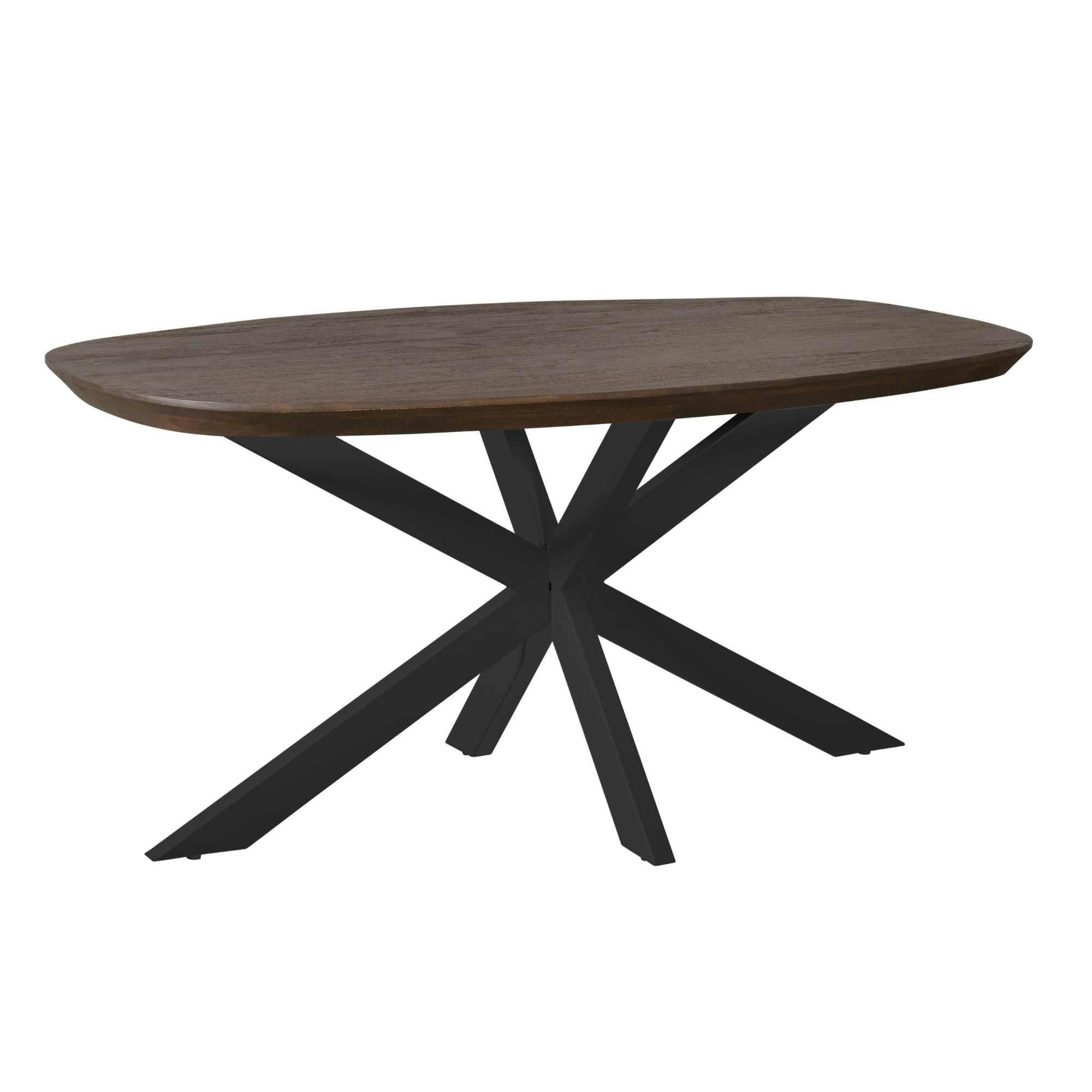 Table à manger bois brun bords arrondis 160 cm CORTINA