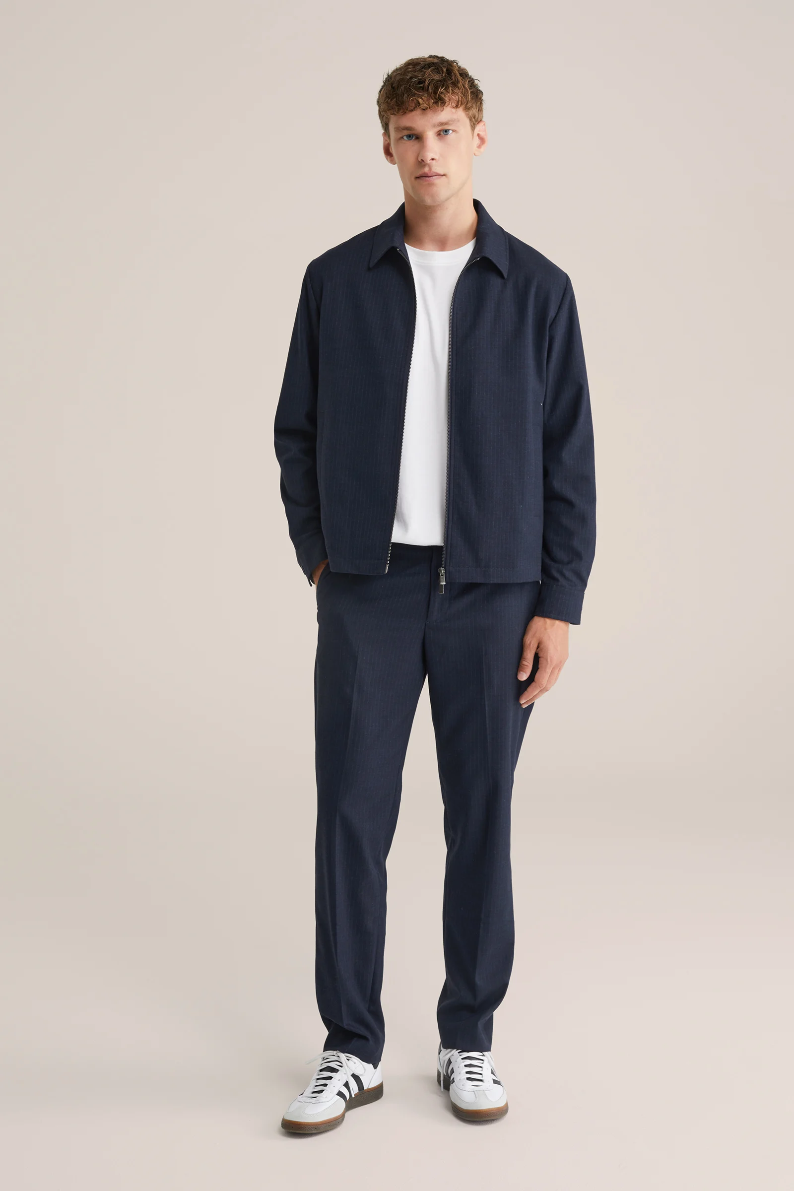 Heren regular fit pantalon met streep