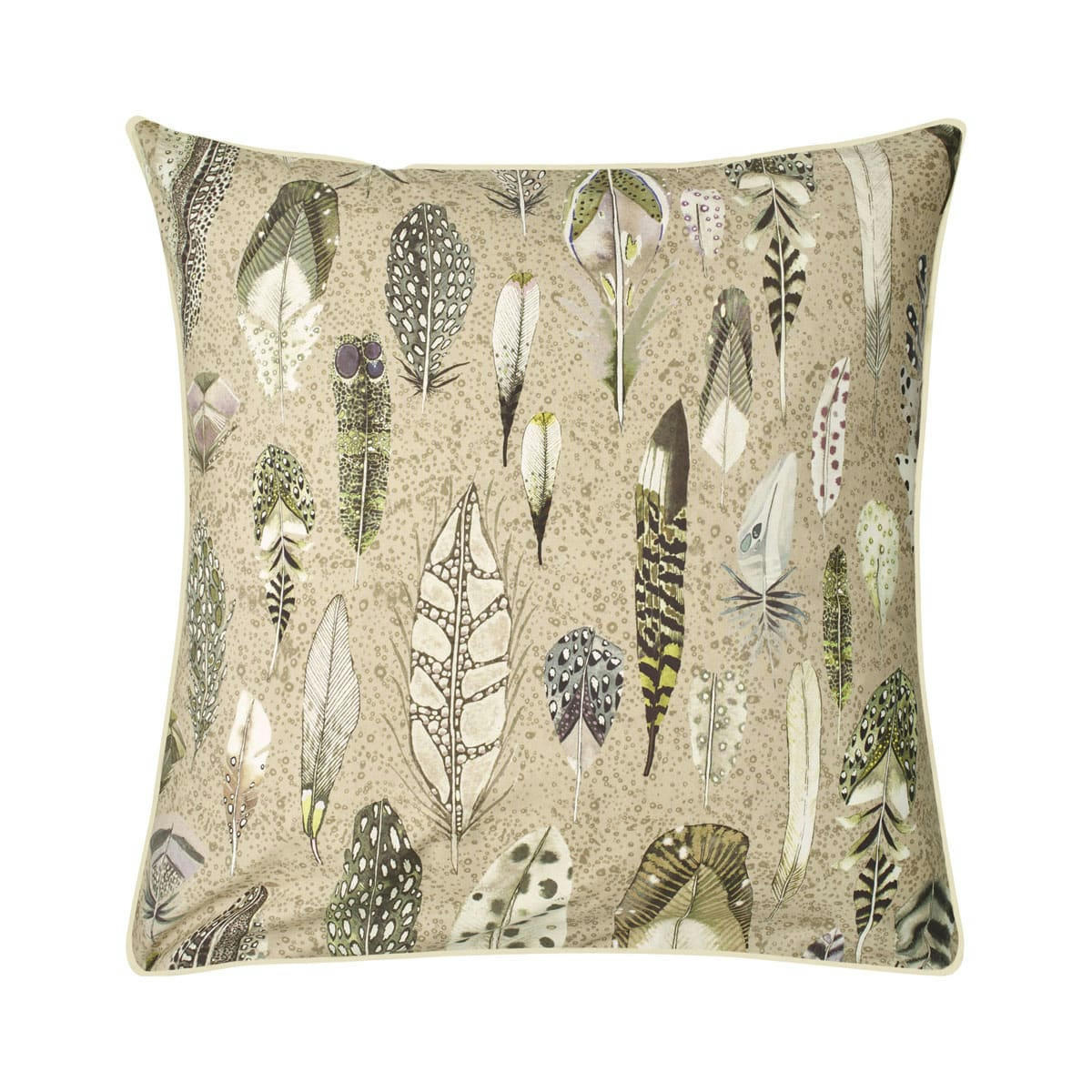 QUILL NATURAL - Taie d'oreiller imprimée en coton beige 65x65