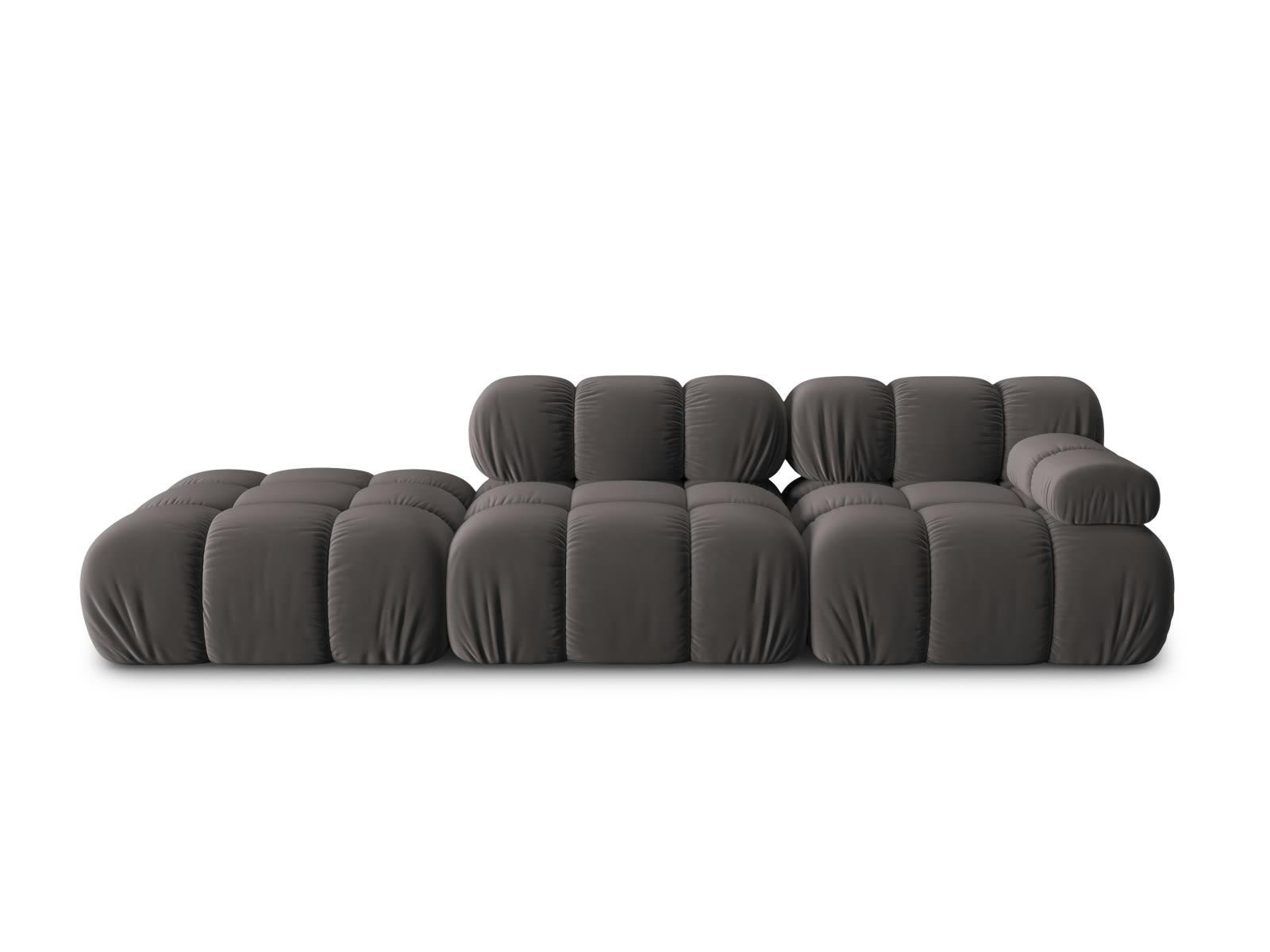 BELLIS - Canapé modulable gauche 4 places en tissu velours gris foncé