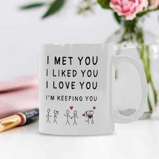 NNETM 3D Ceramic Coffee Mug with Romantic Quote for Couples