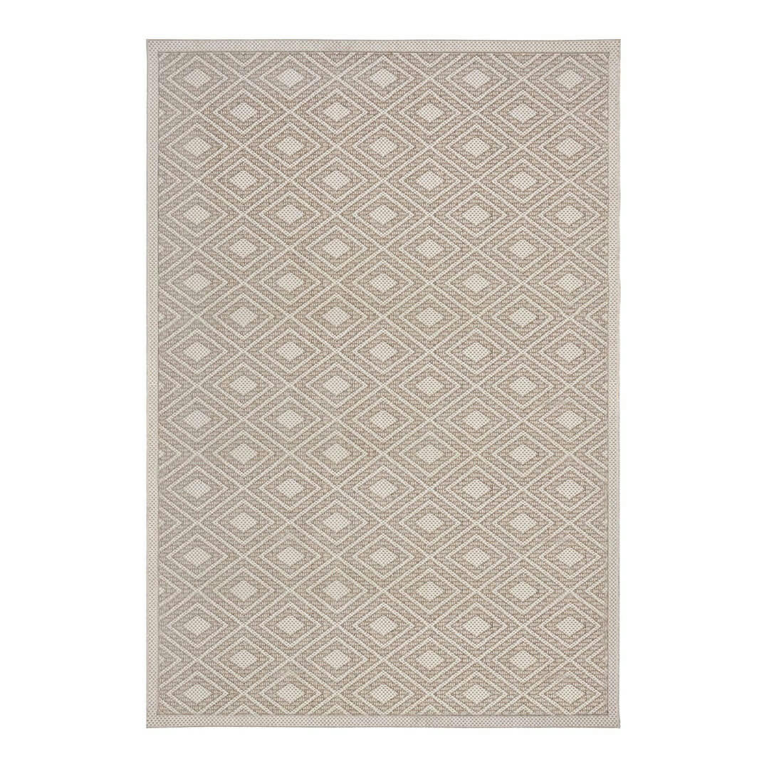 ALMADA - Tapis géométrique design en polypropylène beige 60x230