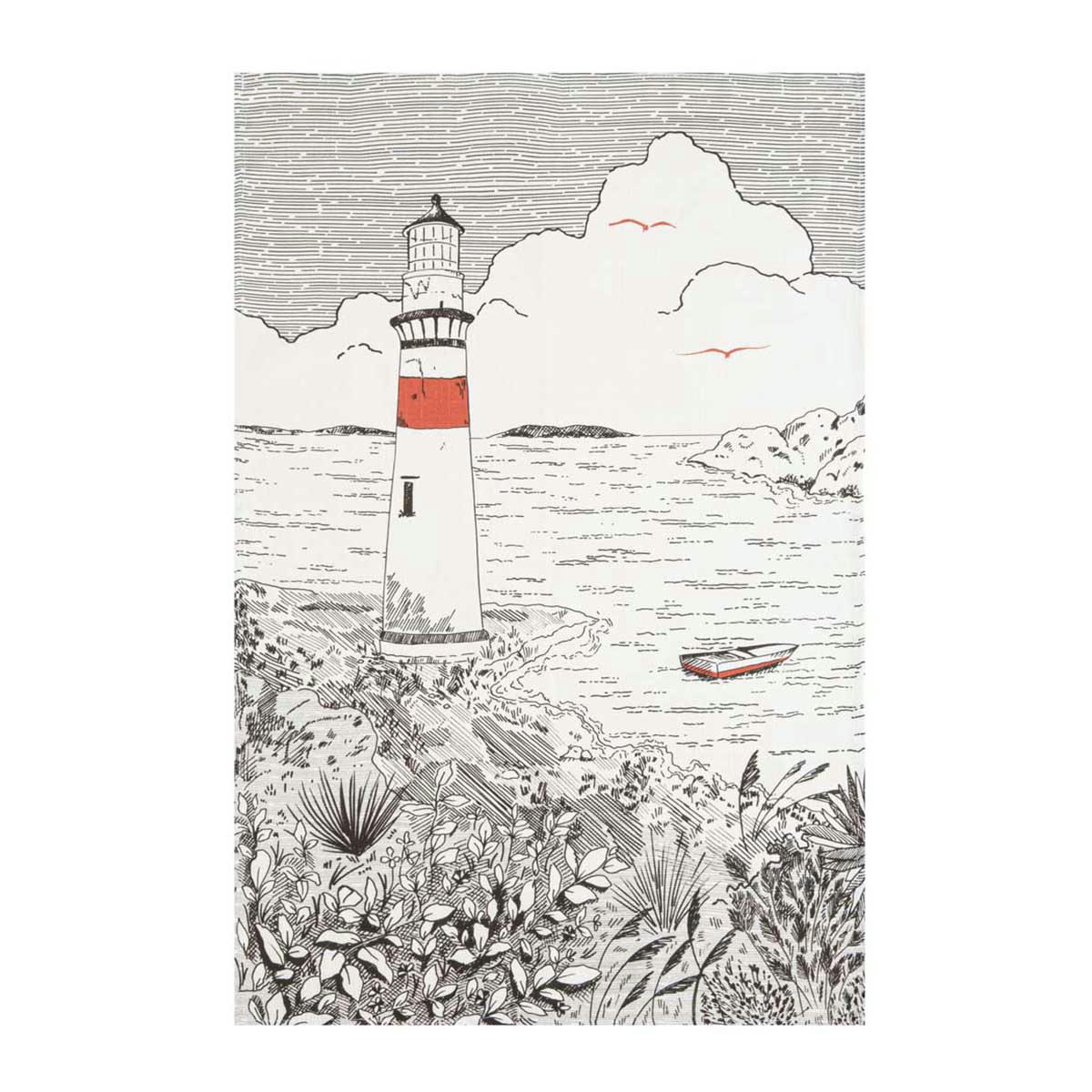 PHARE - Torchon en métis noir et blanc 50x75