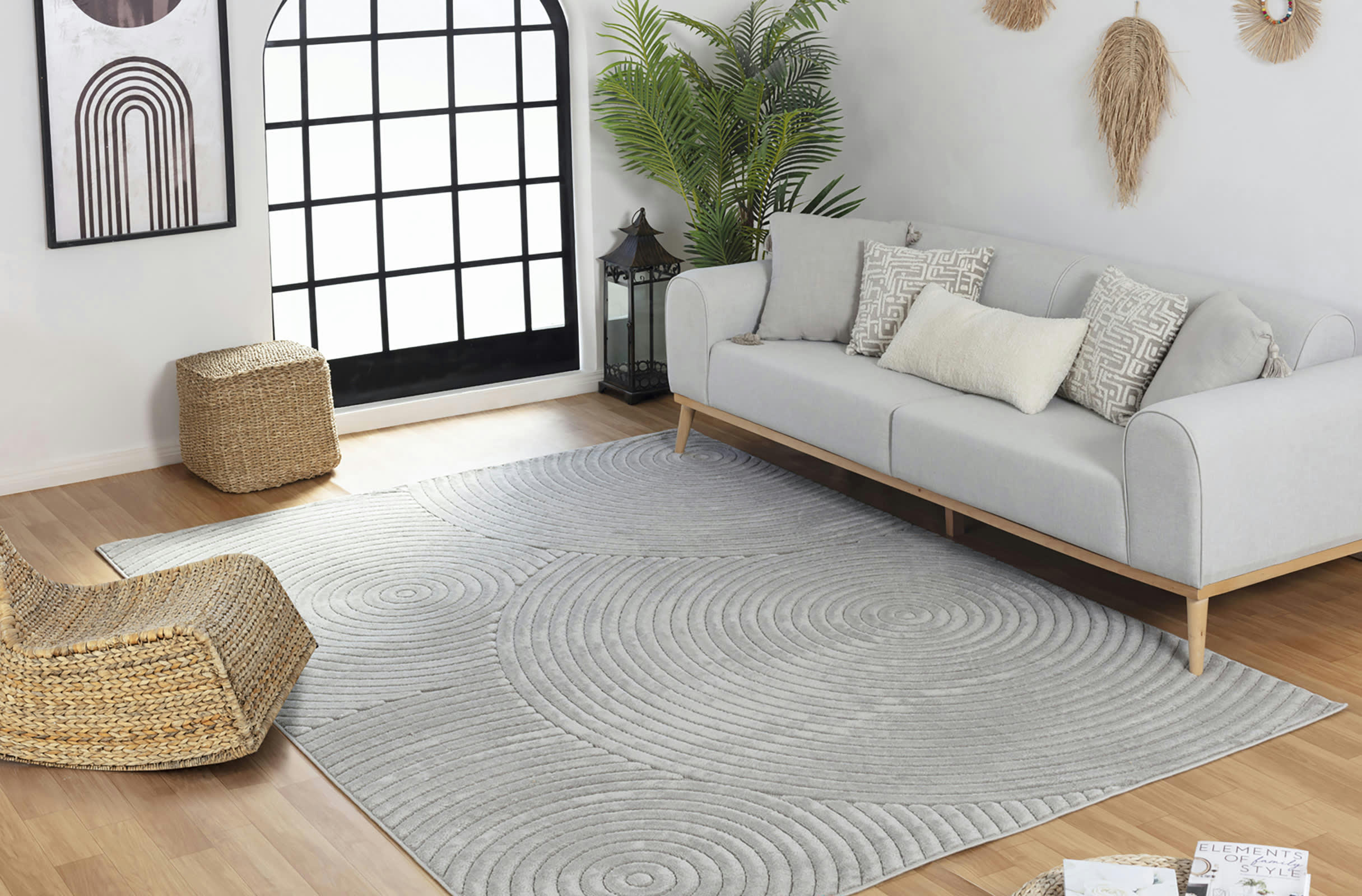 KOANA - Tapis d'Intérieur/d'Extérieur Hygge Gris 80x150