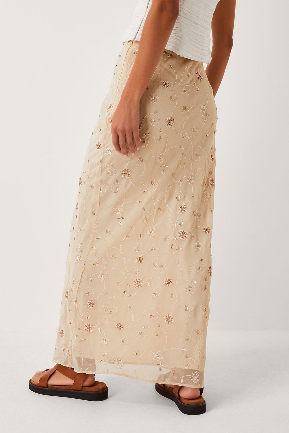 Monsoon The India Edit Celestine Embellished Maxi Skirt Yellow