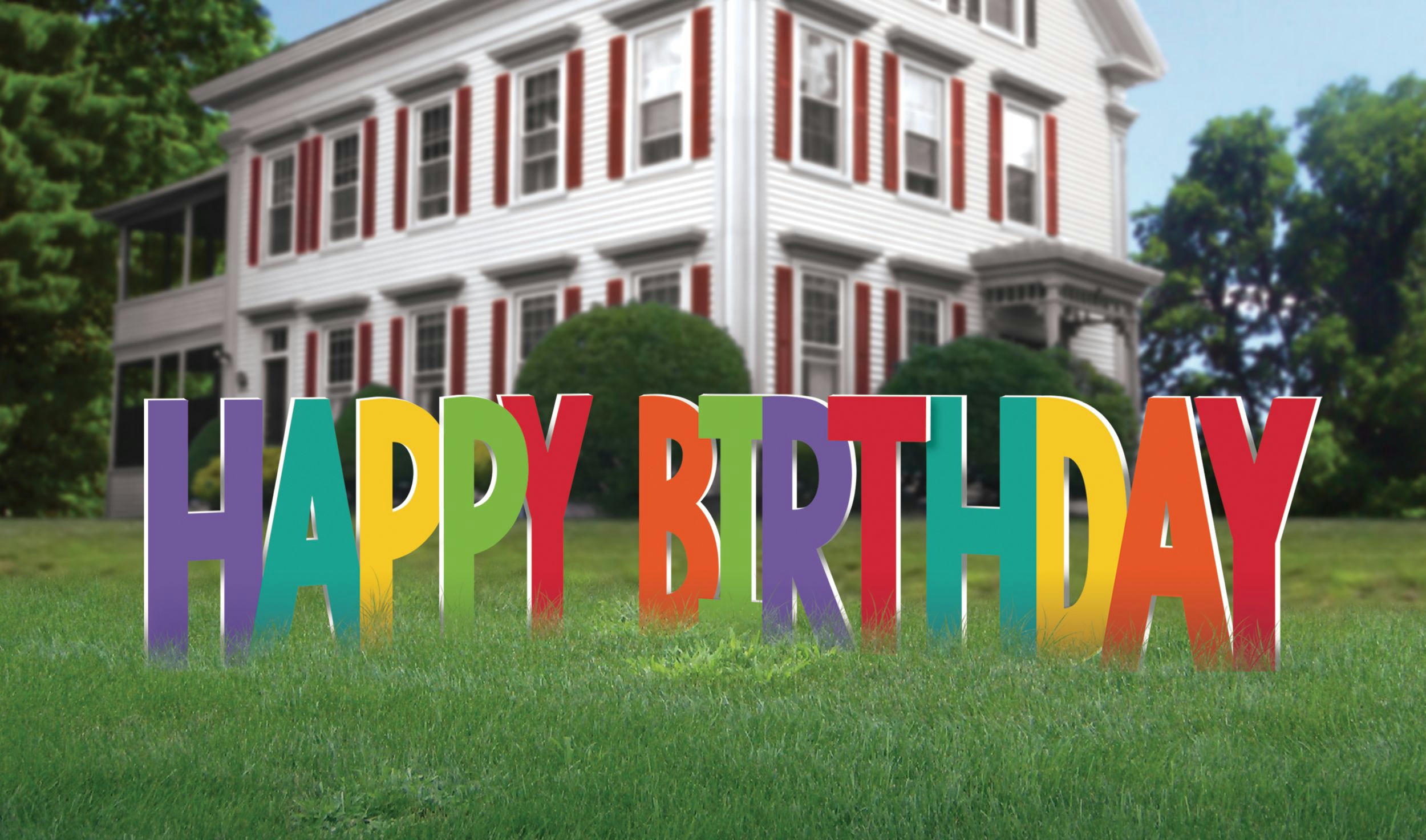 Rainbow Happy Birthday Yard Sign