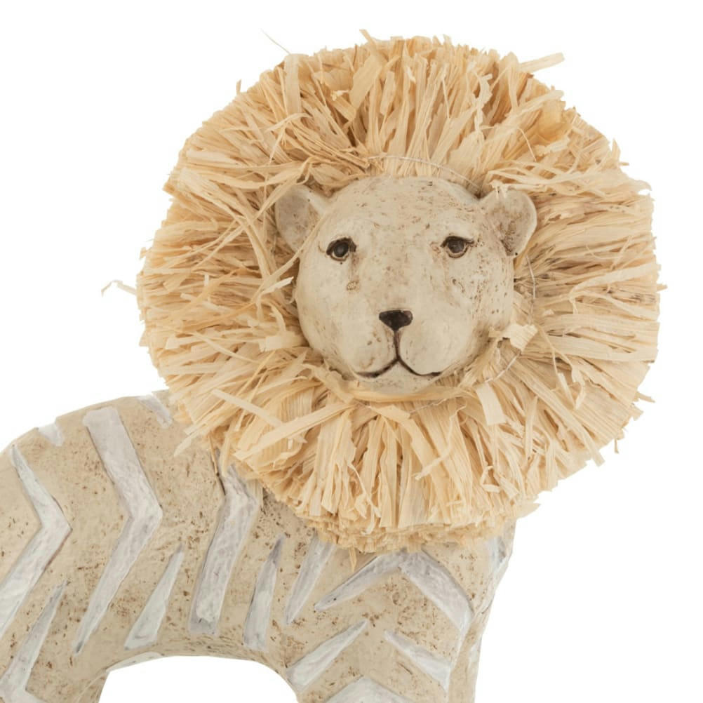 - Figurine lion en résine et raphia