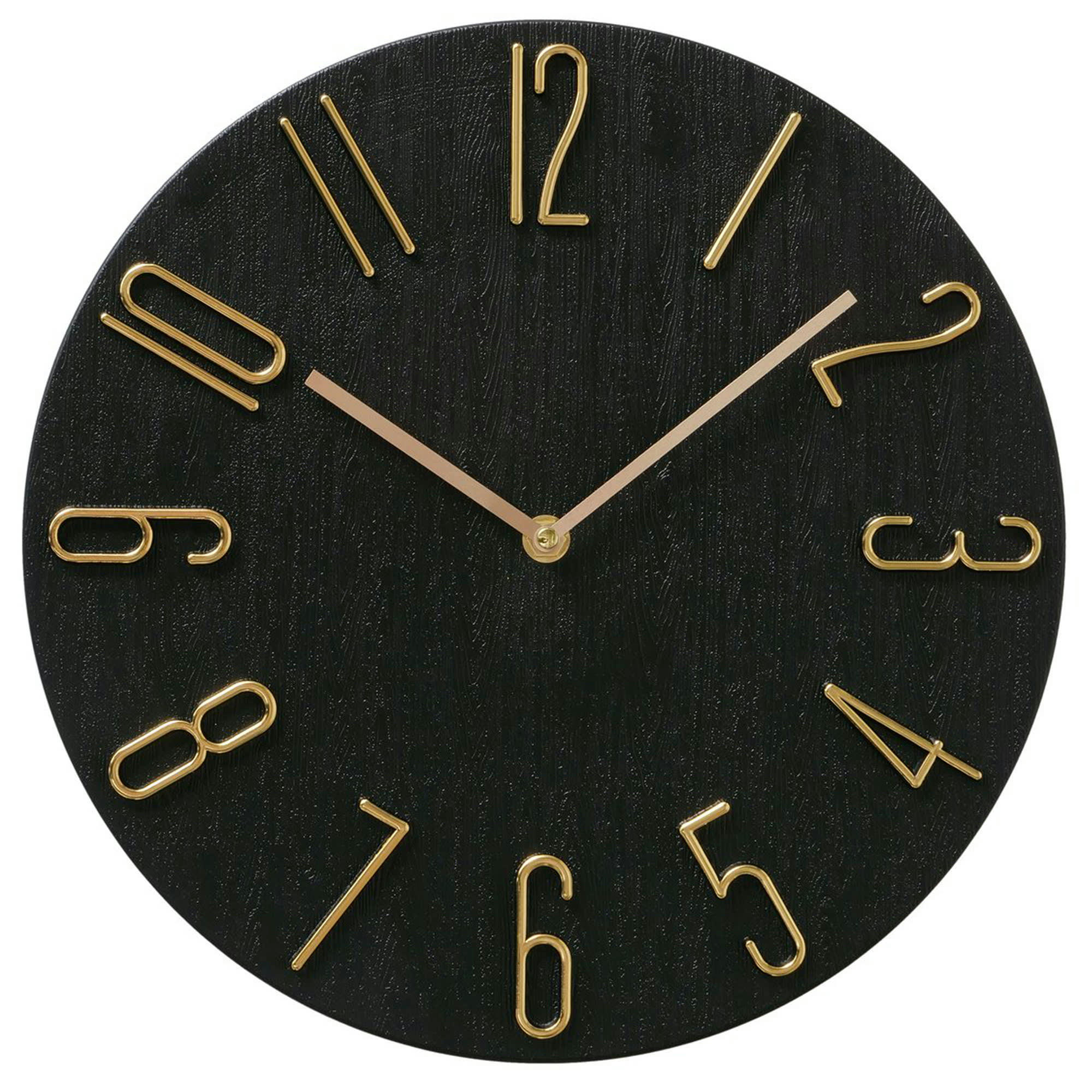 - Horloge murale effet bois noir et doré diamètre 30cm