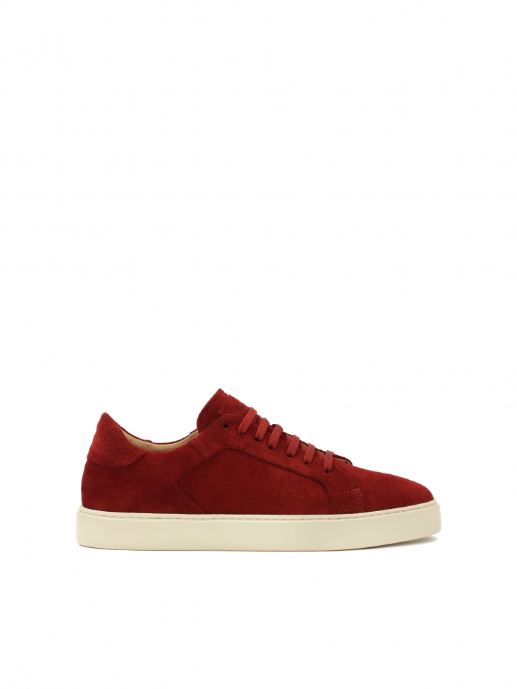 Red sneakers with classic lacing
