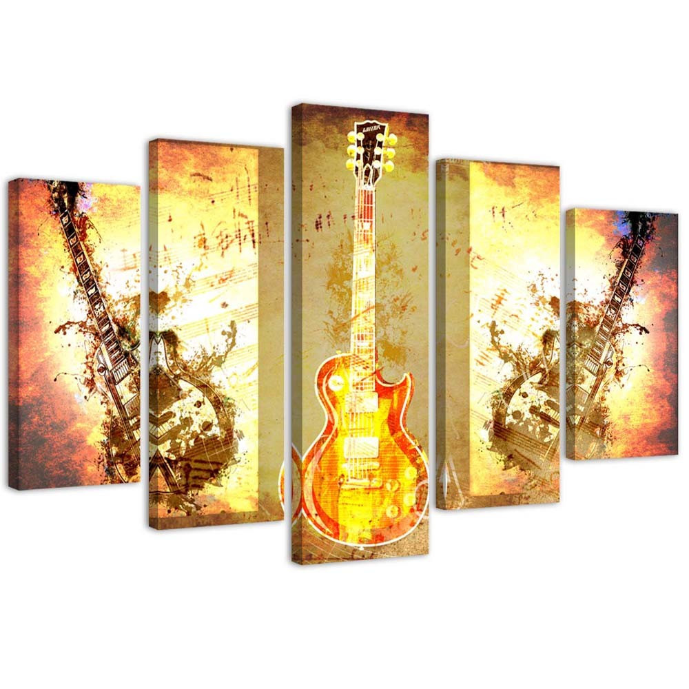 Feeby Obraz 5 częściowy na płótnie Gitara 100x70
