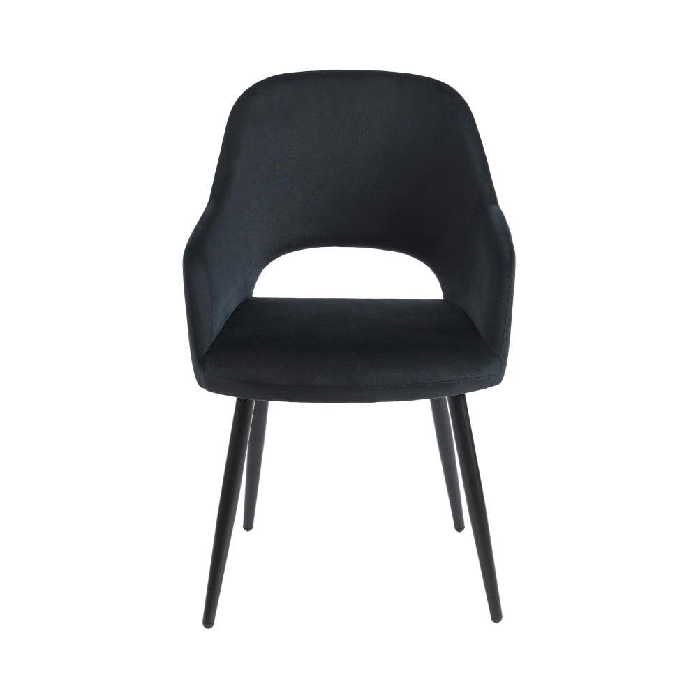 JUNIA - Fauteuil de table en velours noir