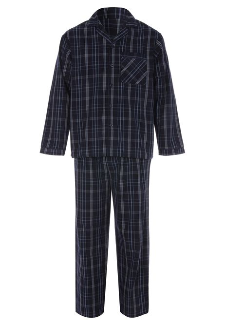 Mens Navy Check Pyjama Set